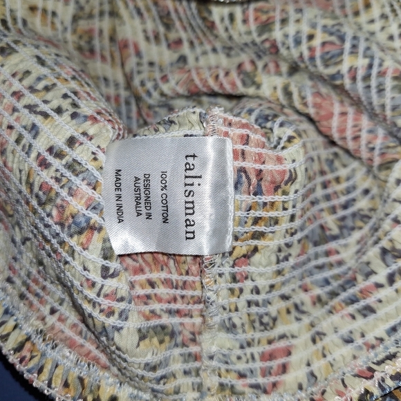 Talisman Square Neck Lotus Floral Print Smocked Firelight Cropped Top S - Picture 8 of 8